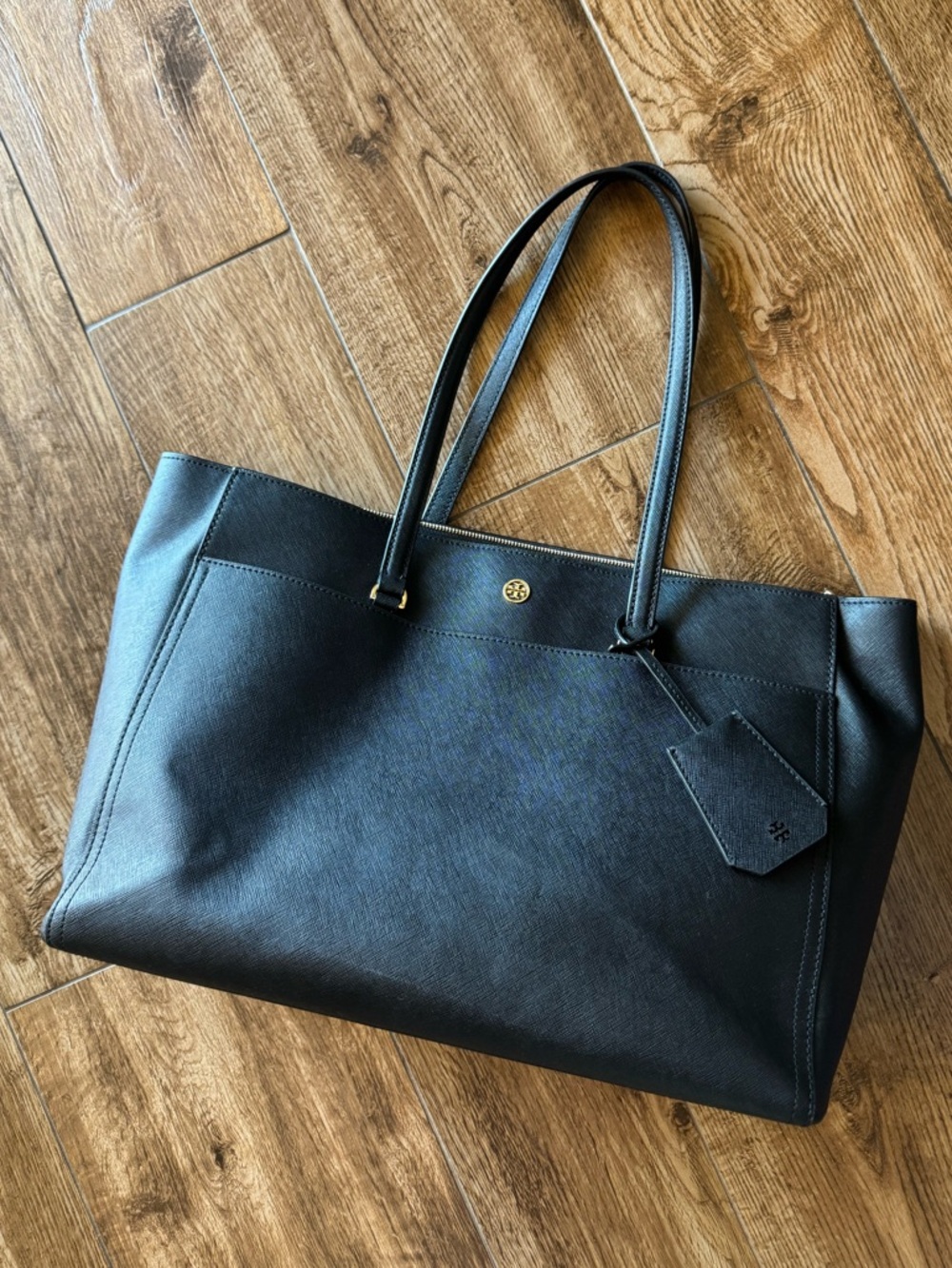 Tory Burch Robinson Large Black Saffiano Leather Work Tote Bag